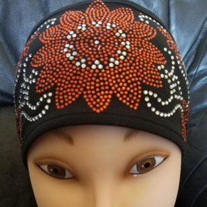 Rhinestone Headband/Orange Flower